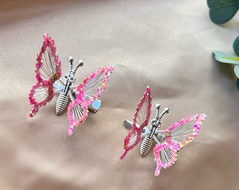 Glitter Butterfly Hair Clips, Moving Butterfly Hair Clips, y2k Hair Clips, 90s Hair Clips