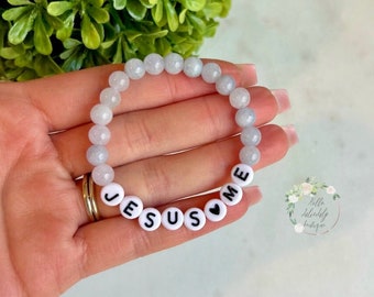 Jesus Loves Me Bracelet: Beaded Baptism Gift for Kids