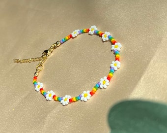 Pride Daisy Beaded Bracelet