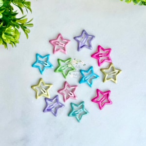 Pinzas para el cabello con estrellas, pinzas coloridas, pinzas Y2K, pinzas con estrellas brillantes, pinzas coloridas de 3 cm