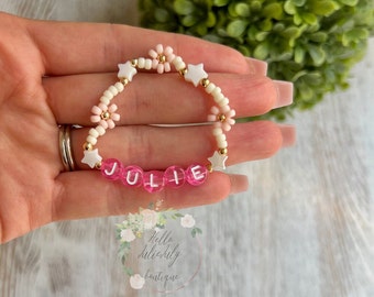 Daisy Bracelet for Girls, Name Bracelet for Toddlers, Custom Name Bracelet, Gift for kids, Star Bracelet