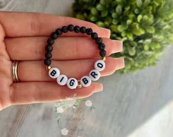 Lava Rock Big Brother Bracelet, Little Brother Bracelet, Big Brother Gift, Brother Bracelets, Boy Toddler Bracelet, Boy Name Bracelet,