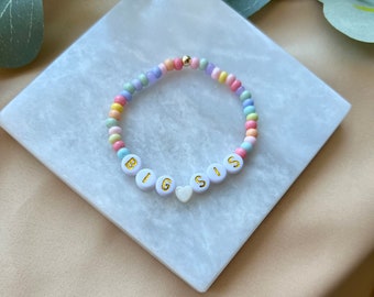 Big Sis Beaded Bracelet, Daisy Bracelet for Kids,  Big Sister Bracelet, Toddler Bracelet, Sister Bracelet