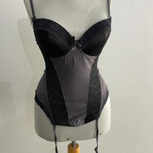 Vintage corset top black gray with  stripes