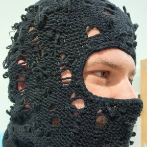 Black Distressed Balaclava Mask, Ski Mask. - Etsy