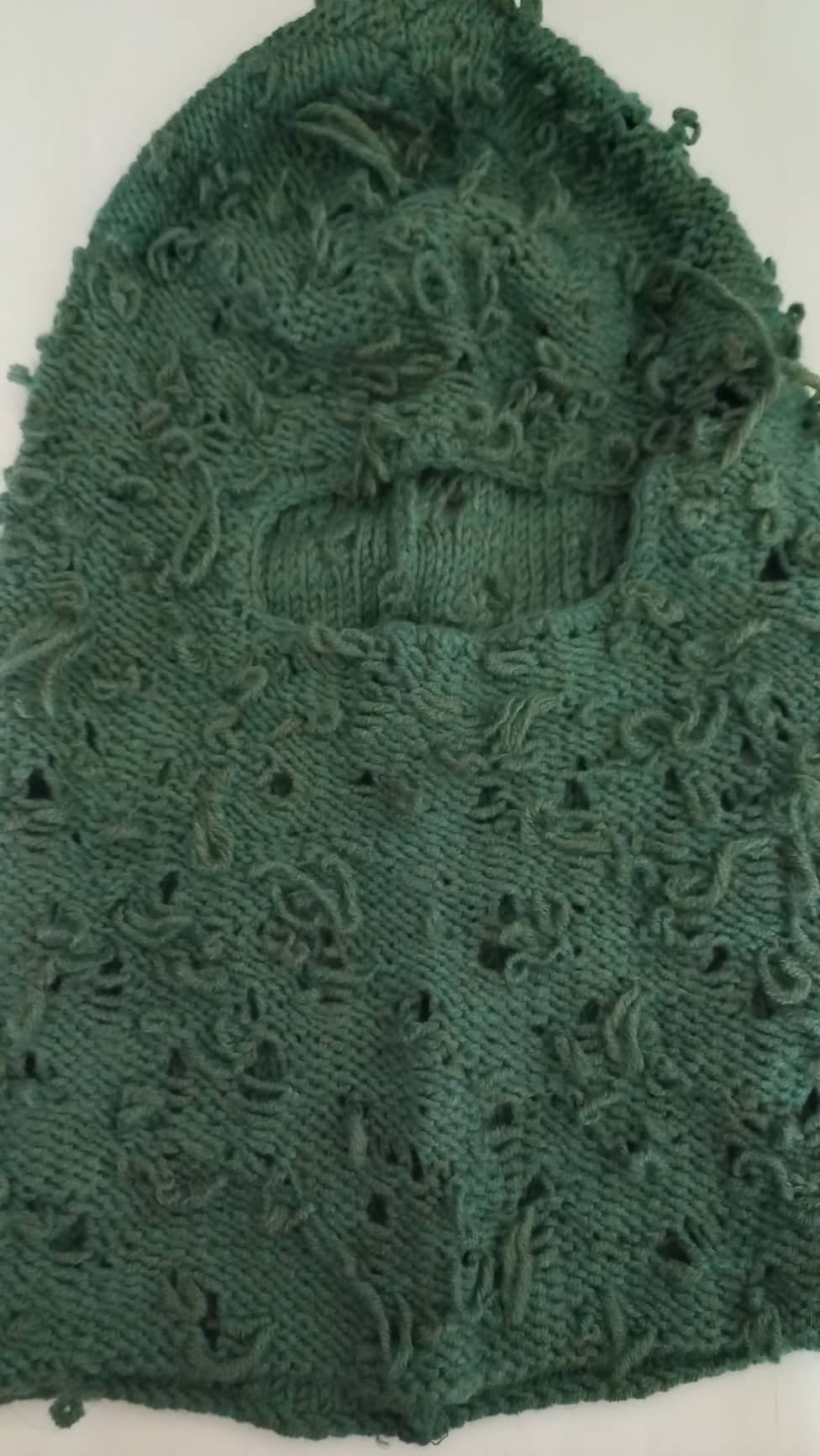 Distressed Green Balaclava Mask. Ski Mask. Full Face Mask