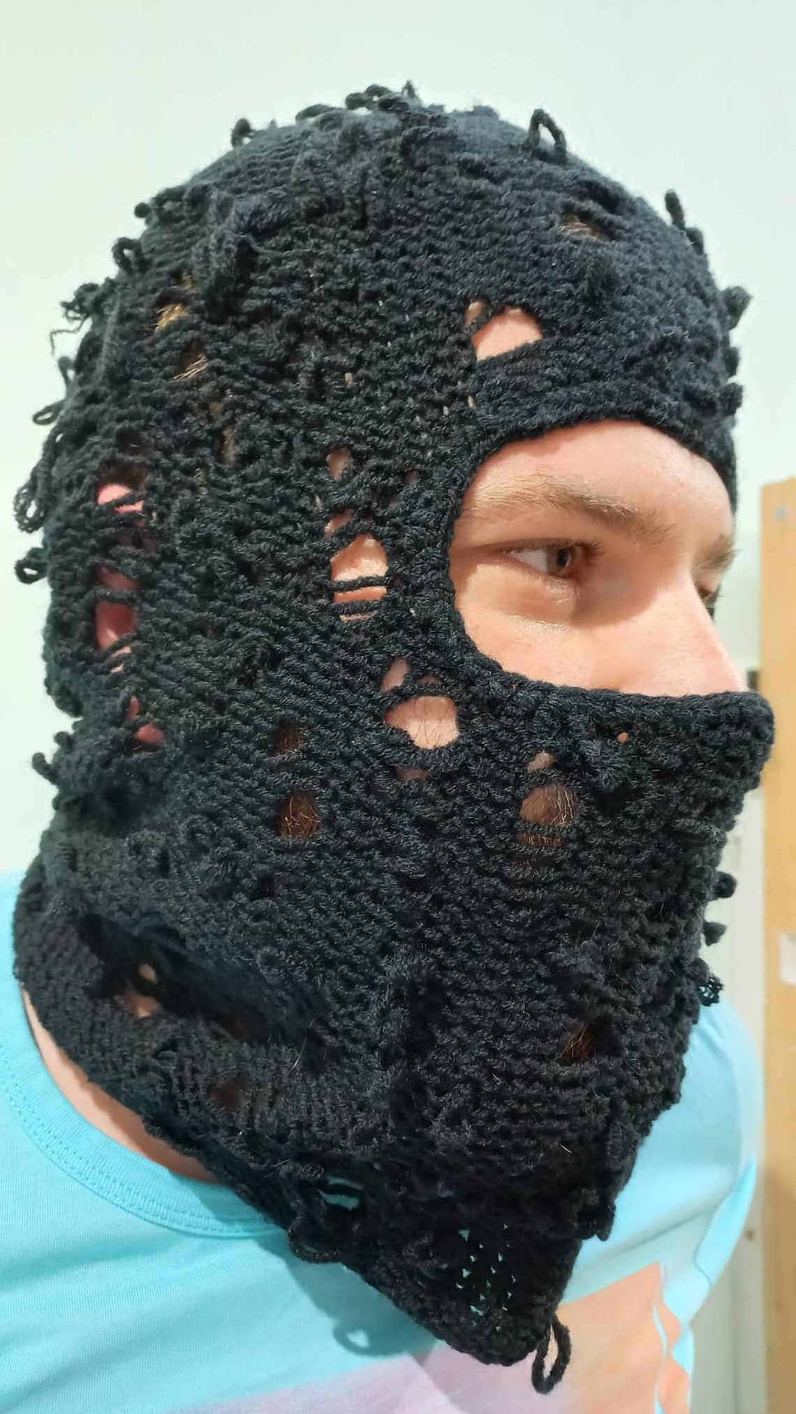 Black Distressed Balaclava Mask Ski Mask - Etsy