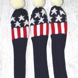 American flag golf headcover set whit crochet balls .gift for golfers.