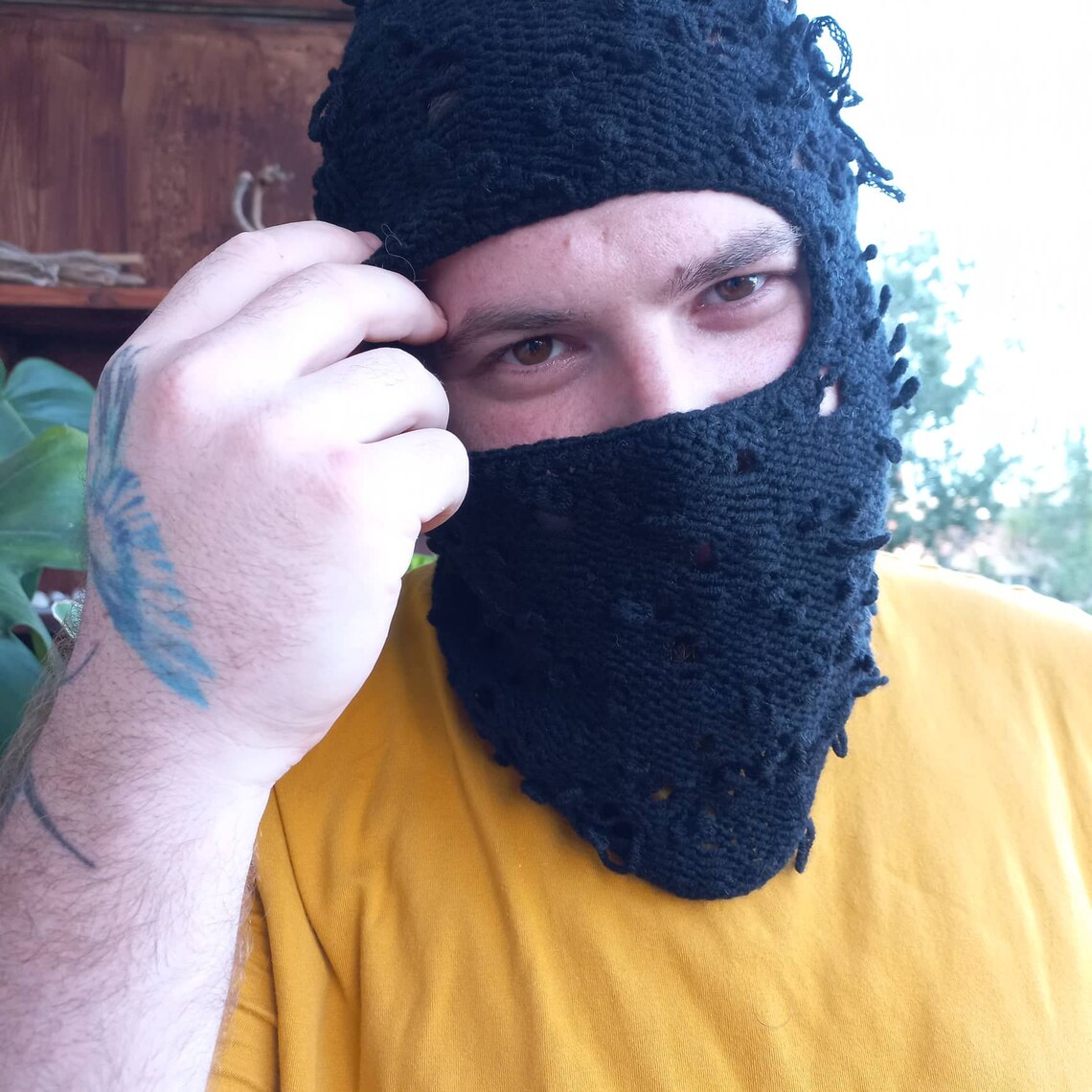 Black Distressed Balaclava Mask Ski Mask - Etsy