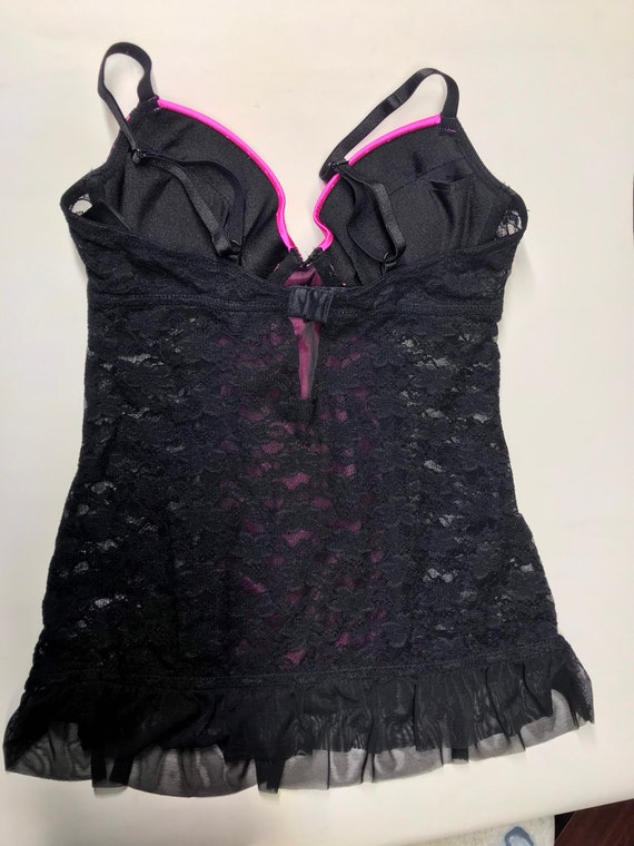 Vintage black and pink lace corset top with straps - image 7