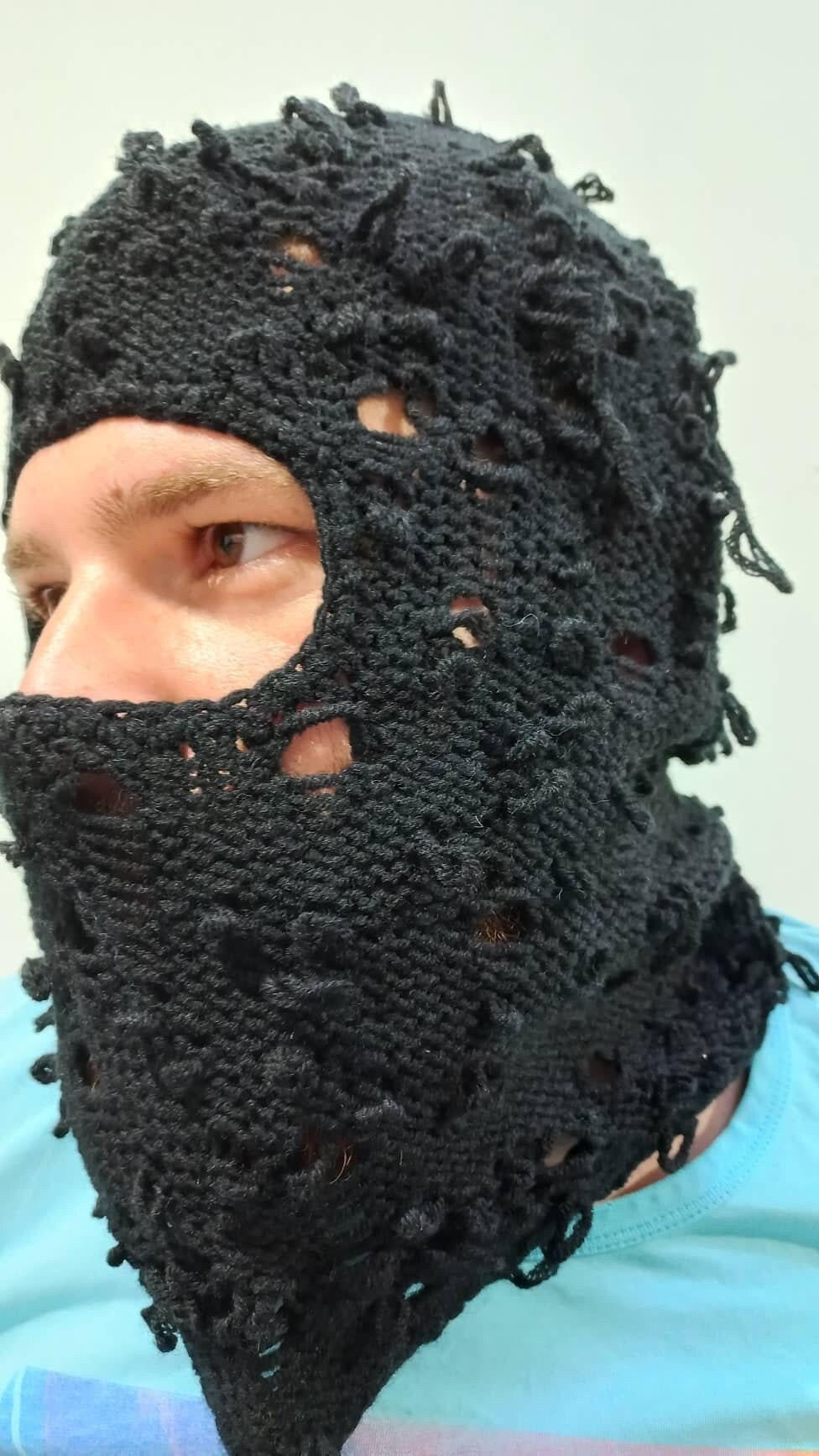Black Distressed Balaclava Mask, Ski Mask. - Etsy