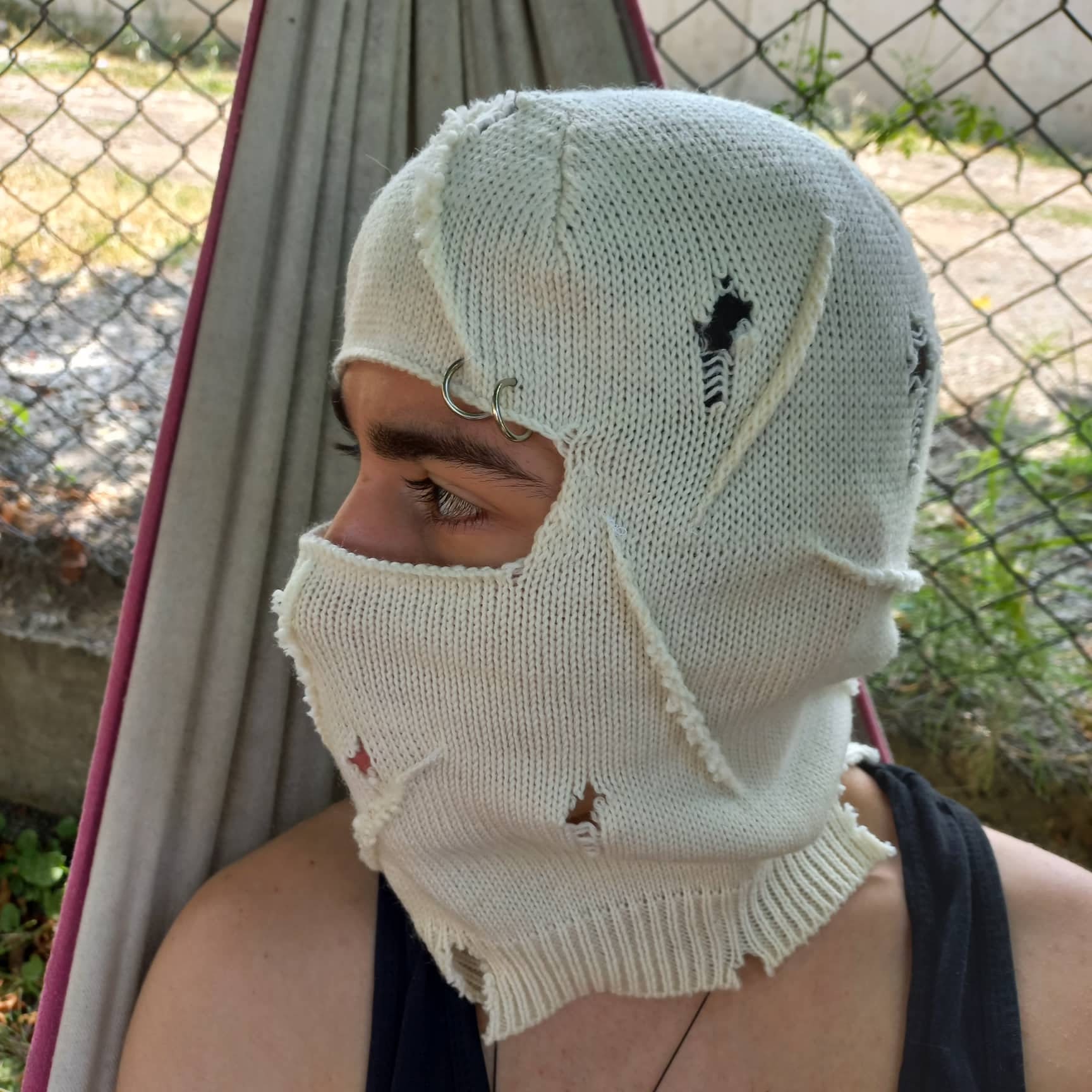 Distressed Balaclava, Yeat Mask, Distressed Ski Mask, off