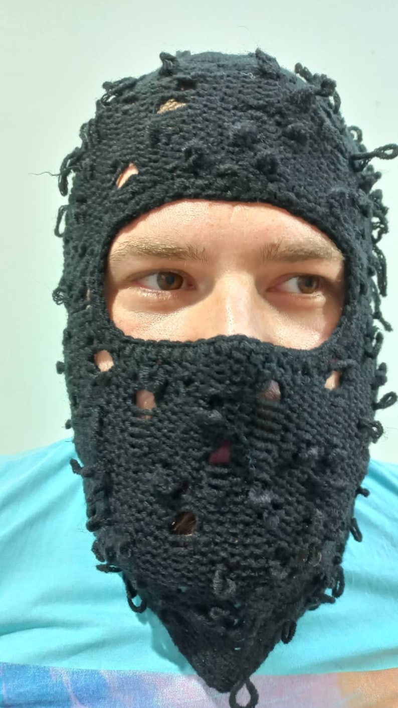 Black Distressed Balaclava Mask Ski Mask - Etsy