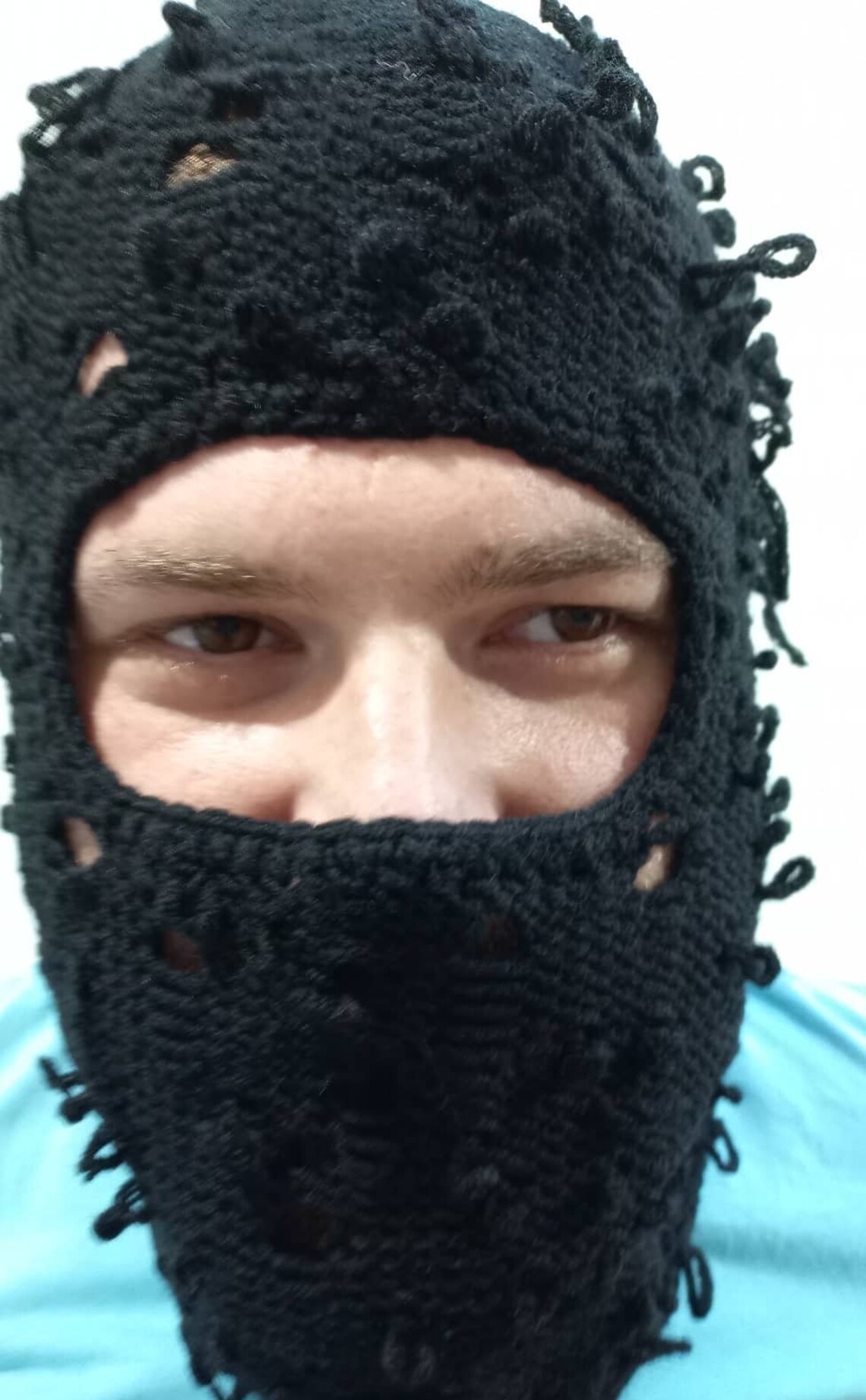 Black Distressed Balaclava Mask Ski Mask Etsy