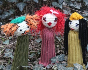 Golf Headcover Set. niedliches handgefertigtes Strickgewohnheitshammer-Muppet-Familien-Golfgeschenk Einzigartiger Hybrid, Fahrer, Fairwayholzbezug - lustiges Golfzubehör.