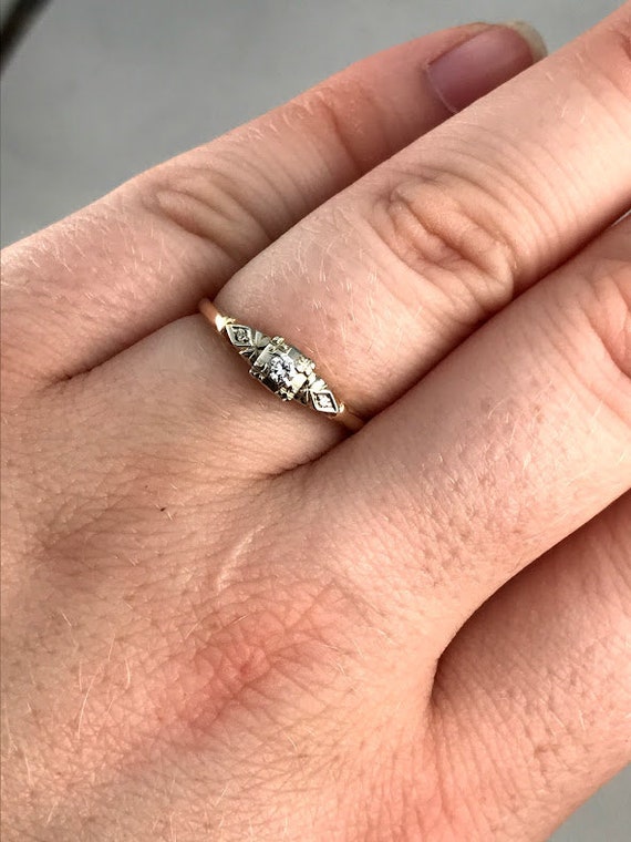 Antique 14k Diamond Ring Gem