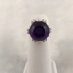 18k Gold and Platinum Diamond and Amethyst Ring image 5