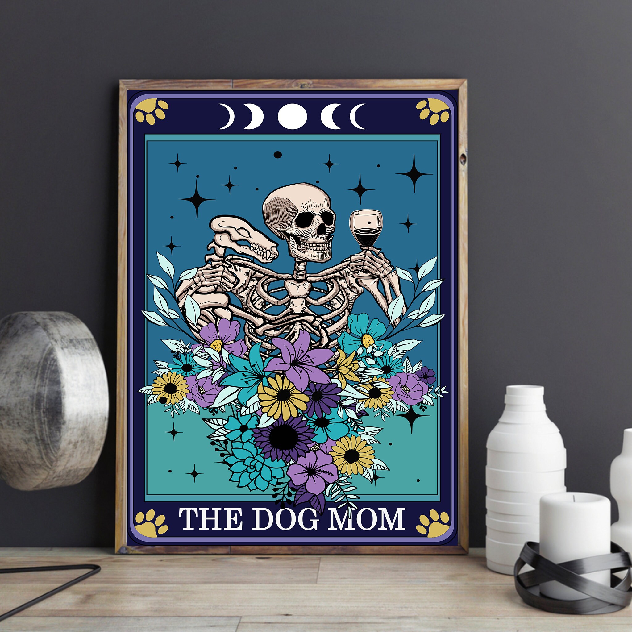The Skeleton the Dog Mom Tarot Card Poster Tarot Card Design - Etsy