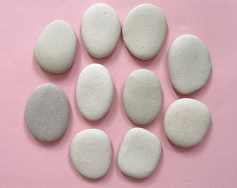 Extra Large Flat Stones 7-9 cm Lot 10 Pieces, Sea Rocks, White Smooth Stones for Painting, Beach Pebbles, Coastal Stone Art Supply