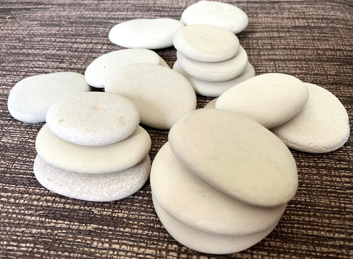 Large Flat Stones 5-6 Cm Lot 15 Pieces Sea Rocks White - Etsy