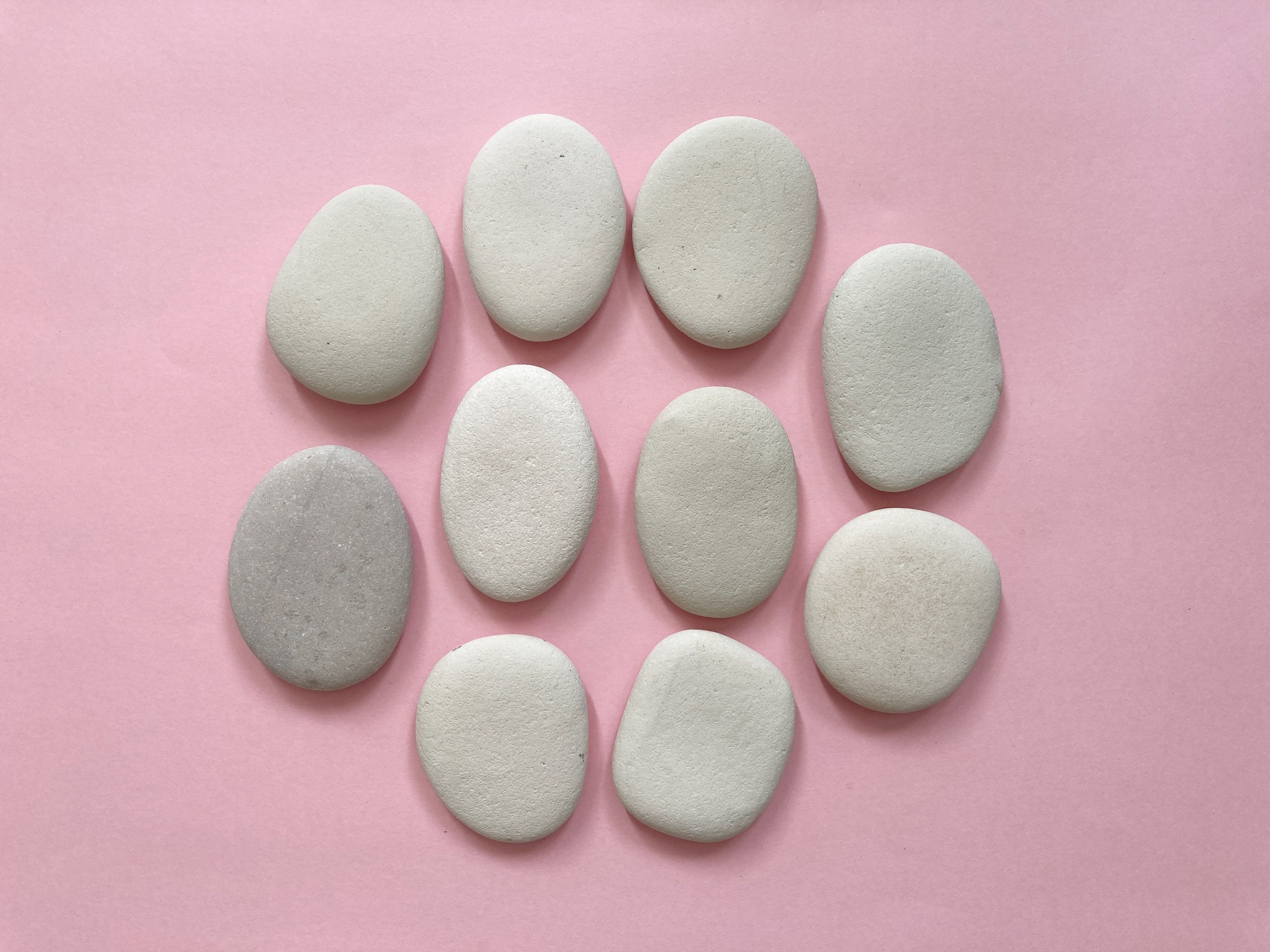 Extra Large Flat Stones 79 Cm Lot 10 Pieces, Sea Rocks, White Smooth