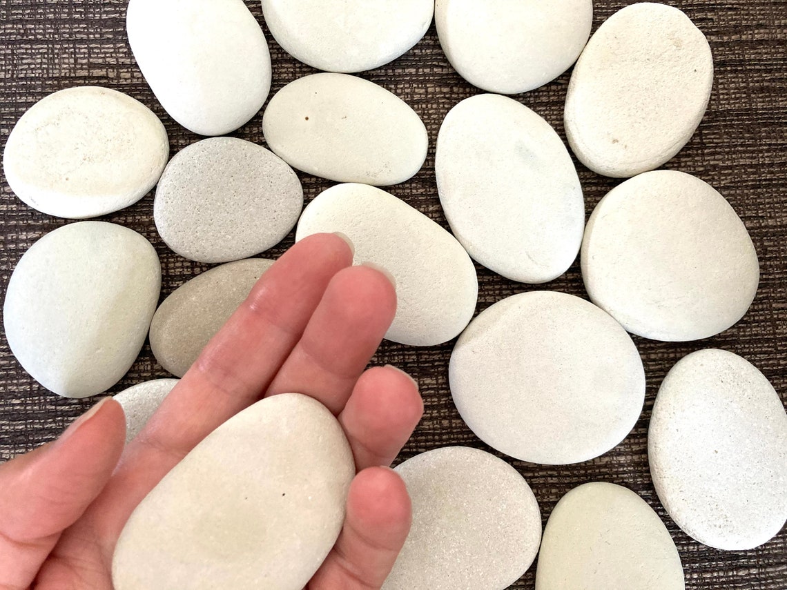 Large Flat Stones 5-6 Cm Lot 15 Pieces Sea Rocks White - Etsy