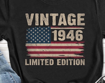 80th Birthday T-shirt, Vintage 1946 Shirt for Him, Born 80 Years Ago Tee