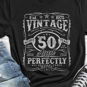 50th Birthday Shirt For Men, 1975 Men&#39;s T-Shirt, Vintage 50 Year Old Gifts, 50th Birthday Tee From Wife, 50th Birthday Gift For Him