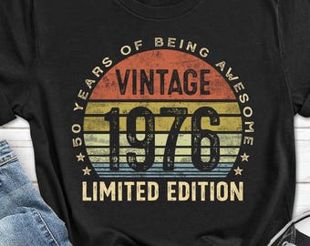 50th Birthday T-Shirt, Vintage 1976 Dad Shirt, 50 Year Old Bday Gift From Wife