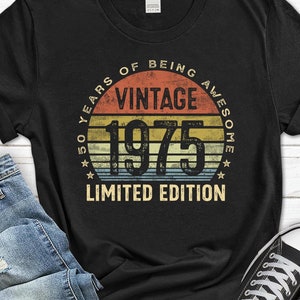 50th Birthday T-Shirt For Men, Vintage 1975 Shirt For Him, 50th Birthday Gifts, 50th Birthday Men&#39;s Tee, 50 Year Old Gift From Wife