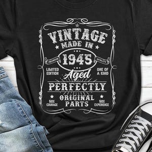 80th Birthday Shirt, 80 Years Dad T-shirt, 80 Years Bday Husband Gift from Wife, Born 80 Years Ago Retro Tee, 80th B-day Grandpa Tee