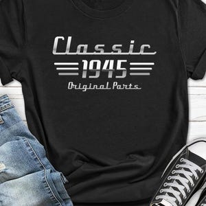 Classic 80th Birthday Shirt for Him, Car Lover T-shirt for Men, 80 Year Birthday Auto Men&#39;s Tee, Born in 1945 Car Owner Gift from Wife