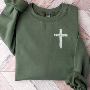 Believe Jesus Christ Sweatshirt, Jesus Easter Sweater, Christianity Church Gifts for Men, Love Jesus Crewneck for Her, Christian God Gift