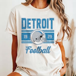 Detroit Football T-shirt For Her, Detroit Football Comfort Colors Shirt, Vintage Detroit Football Gift, Detroit Football Tee For Women