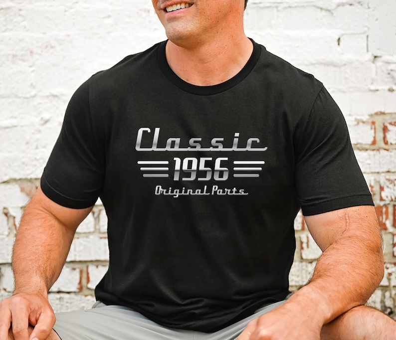 70th Birthday Car Lover Gift, Turning 70 Auto Owner T-Shirt, Classic 1956 Mechanic Tee image 4