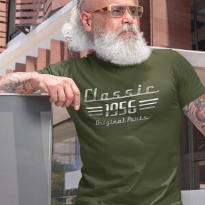 70th Birthday Car Lover Gift, Turning 70 Auto Owner T-Shirt, Classic 1956 Mechanic Tee image 7