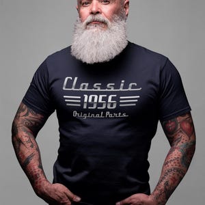 70th Birthday Car Lover Gift, Turning 70 Auto Owner T-Shirt, Classic 1956 Mechanic Tee image 9