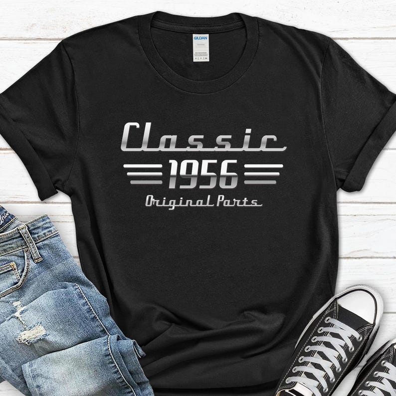 70th Birthday Car Lover Gift, Turning 70 Auto Owner T-Shirt, Classic 1956 Mechanic Tee image 2