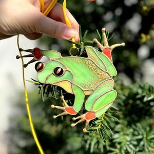 Acchiappasole a forma di rana in vetro colorato – Decorazione artigianale per finestre per la cameretta dei bambini, regalo di decorazione a forma di rana verde