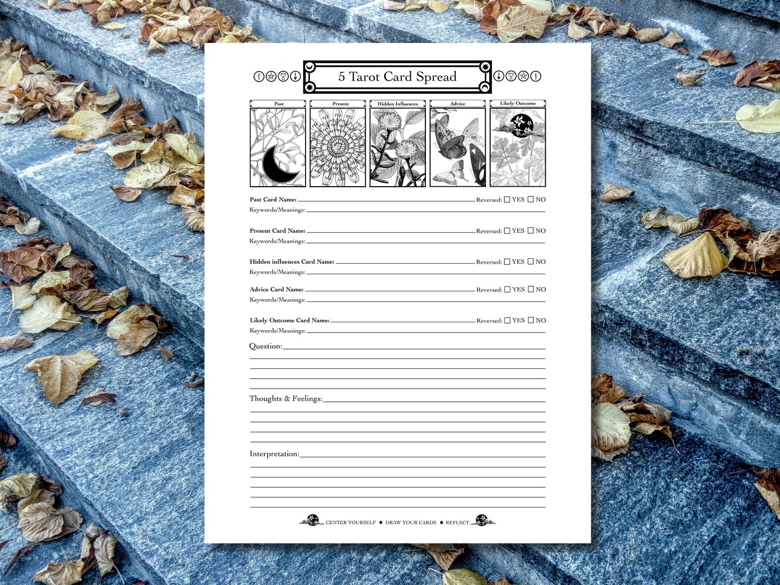Tarot Journal Daily Tarot Diary Printable Spreads | Etsy