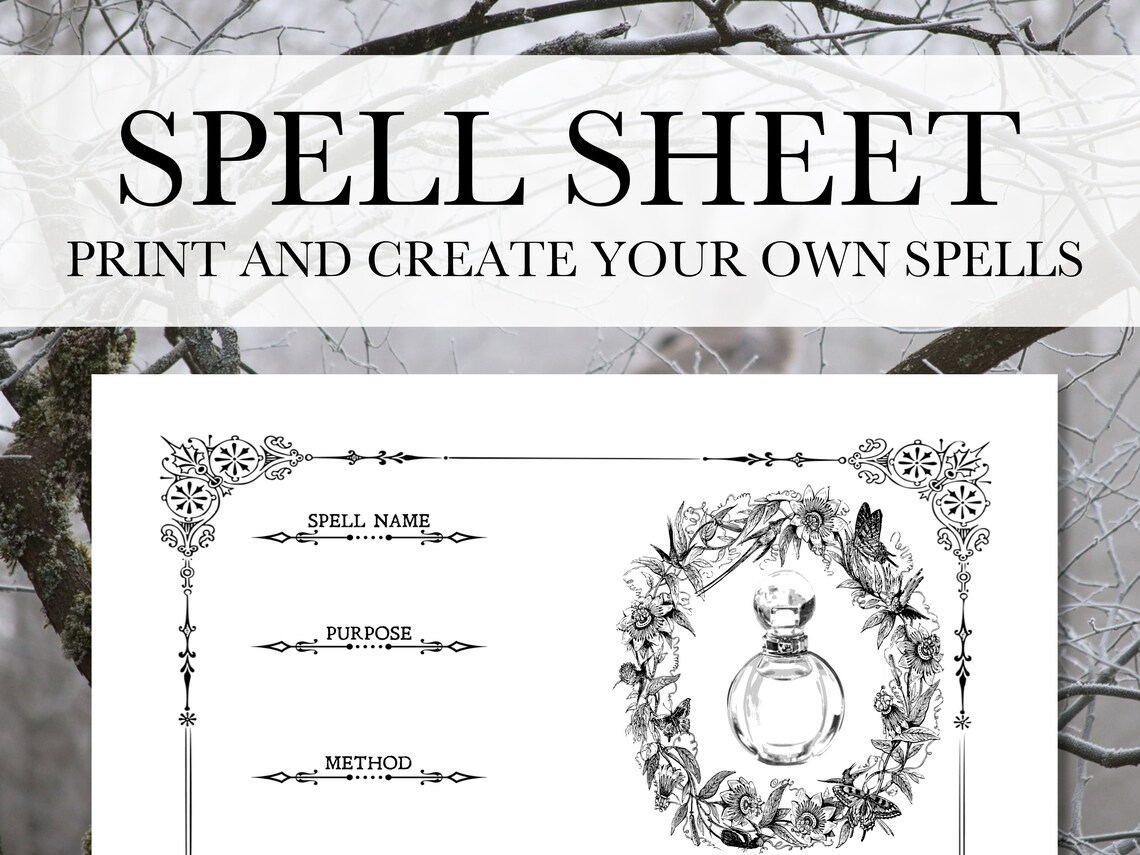 Spell Sheet Create Your Own Spells Digital Download Etsy