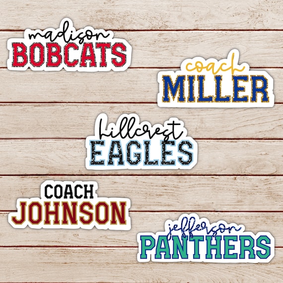 CUSTOM School Name Mascot Sticker | School Sticker | Choose Your Colors | Mascot | Teacher | Student | Glitter Sticker