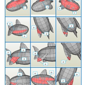 Cute Shark 3D Sculpture Papercraft Templates - Etsy