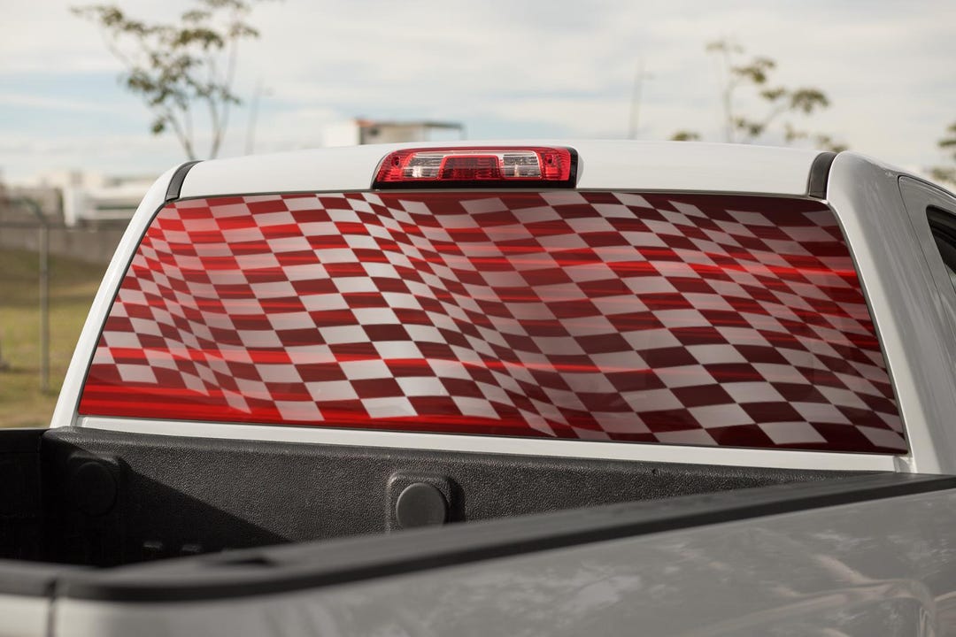 Truck Decal Back Window- Flowing Racing Flag - Perforated Vinyl TBW025 ...