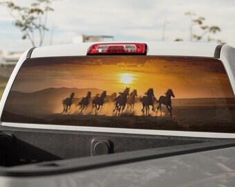 Truck Decal Back Window - Wild Horses - perforated vinyl TBW033