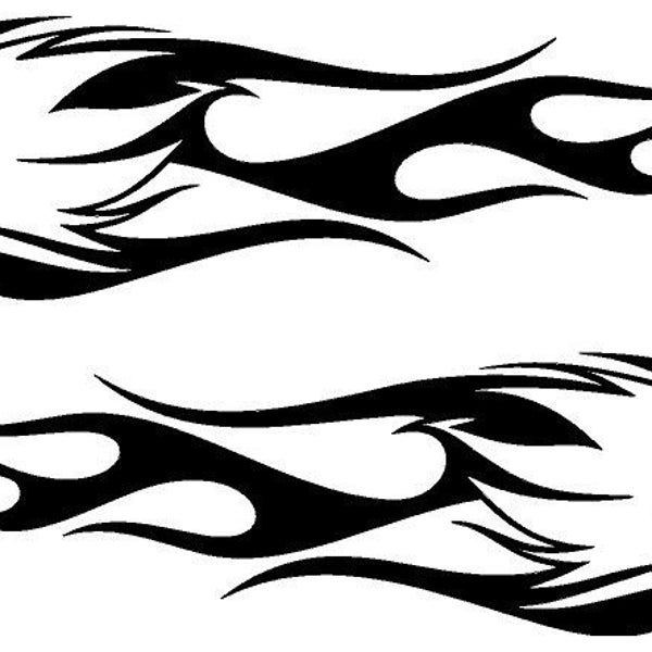 Tribal Flame Vinyl Decals – 2-Pack, Black Gloss, Made In USA, For Cars/Trucks/Motorcycles