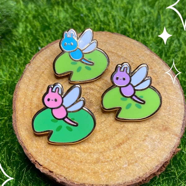 Dragonfly Lily Pad Enamel Pin Cottagecore Fantasy Pins