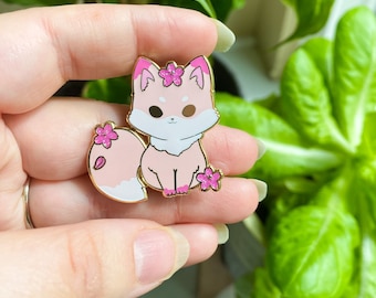 Sakura Fox Enamel Pin Kawaii Lapel Pins