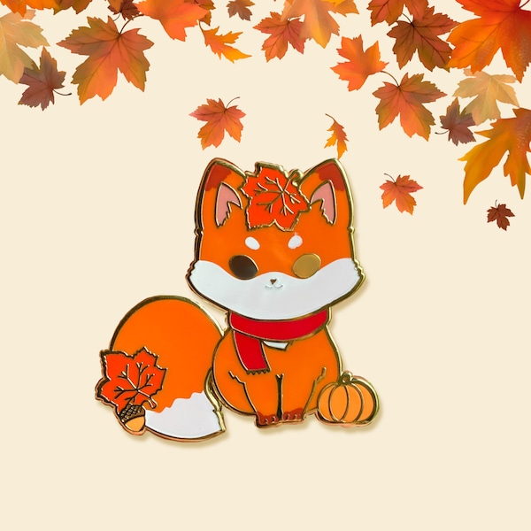 Autumn Pumpkin Fox Enamel Pin Kawaii Lapel Pins