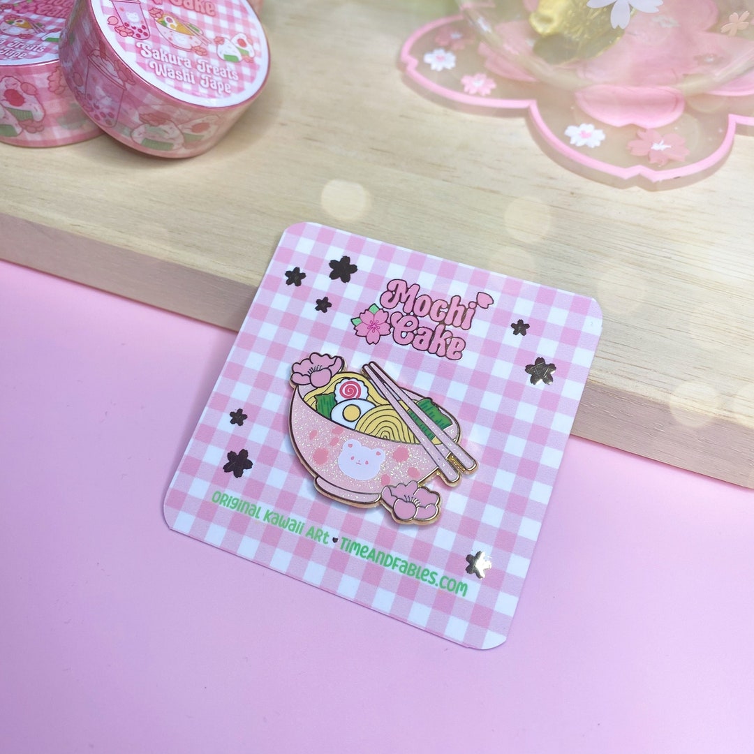 Ramen Enamel Pin Kawaii Japanese Noodle Bowl Hard Enamel Pin With Sakura Flowers - Etsy
